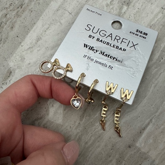 Gold Wifey Earrings Set - Picture 2 of 2